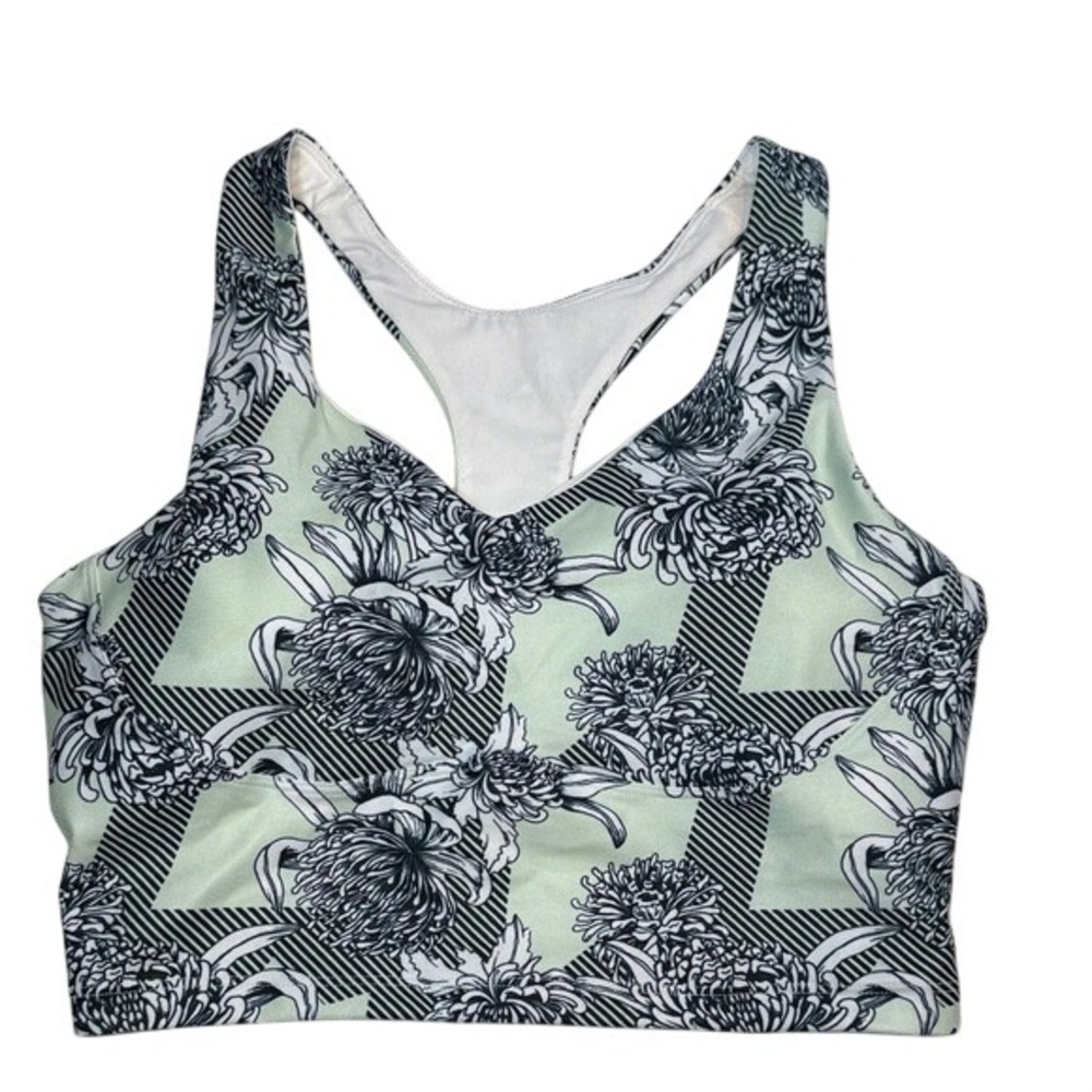 Cycle House Marika Ambrosia Abstract Floral Sports Bra Women's Mint Green NWT LG